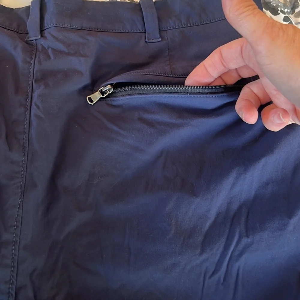 J. Crew Men’s Stretch Tech Shorts Navy Blue Zip Pockets Sz. 33” Waist 9” Inseam